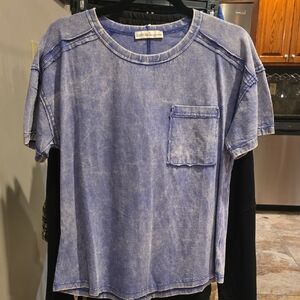 Zenana Outfitters Blue Short Sleeve Tee